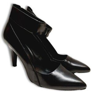 NINE WEST PrepSchool Ankle Strap Pointy Toe High Heel Pumps Black Sz 8.5 M